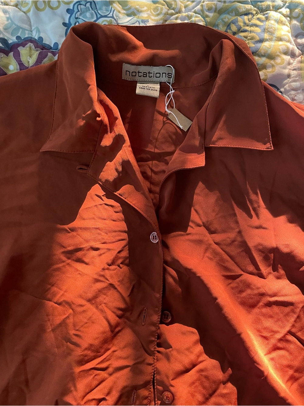 Notations Burnt Orange Button-Up Top